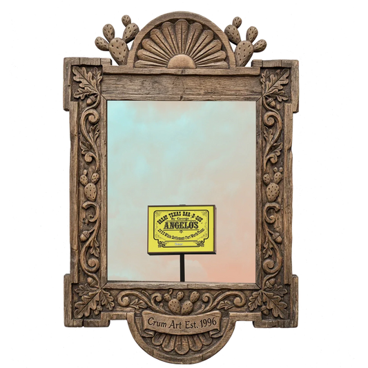 Angelo's BBQ — Fort Worth art print by Betsy Crum in a carved wood frame
