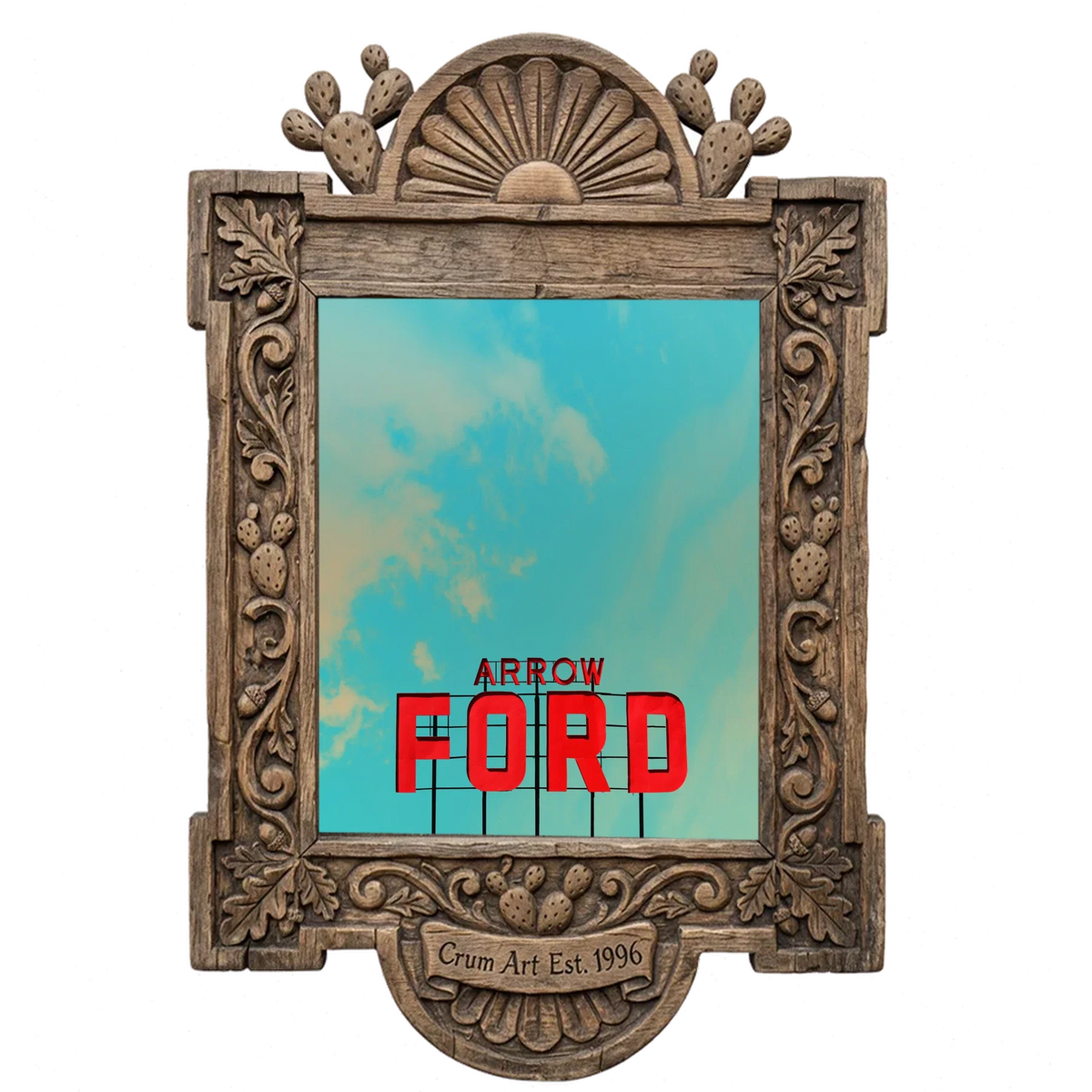 Arrow Ford Abilene Sign — West Texas art print by Betsy Crum in a carved wood frame