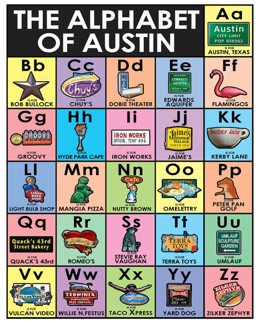 Austin Alphabet Art Print | Betsy Crum Art
