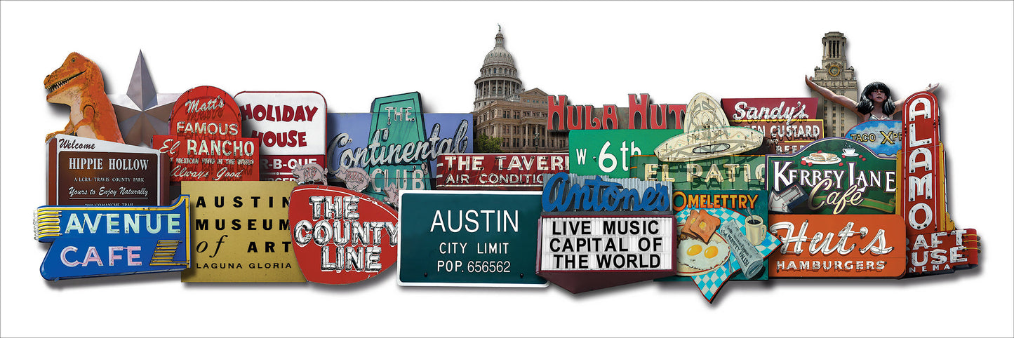 Austin Art - Austin Photomontage Favorites Print | Carl Crum Art Crum Art