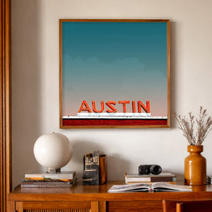 Austin Art Big Sky Print - Austin Neon Sign Print | Betsy Crum Art - midcent output image