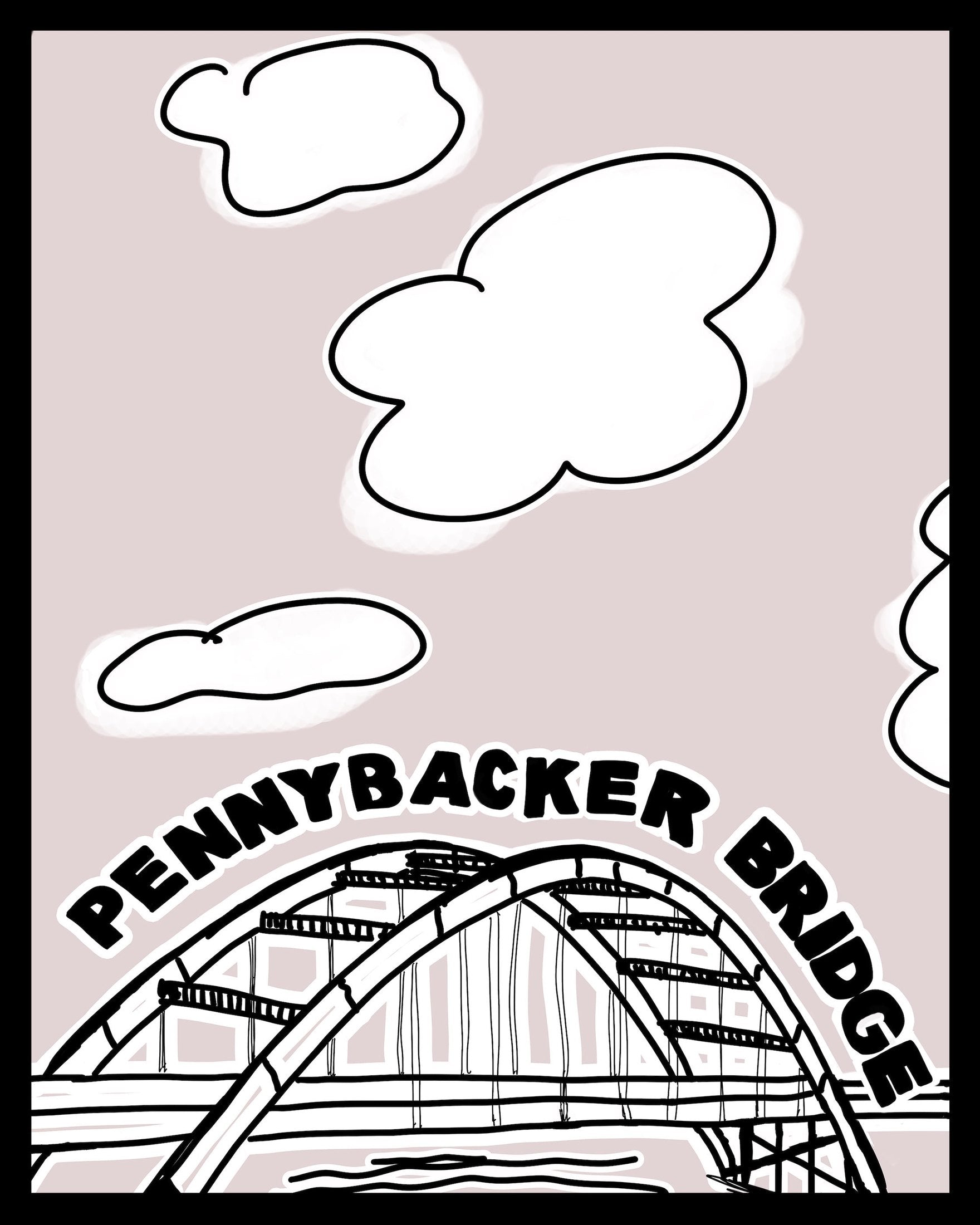 Austin Art Big Sky Print - Pennybacker Bridge 360 Bridge Print | Child Art | Betsy Crum Art Crum Art