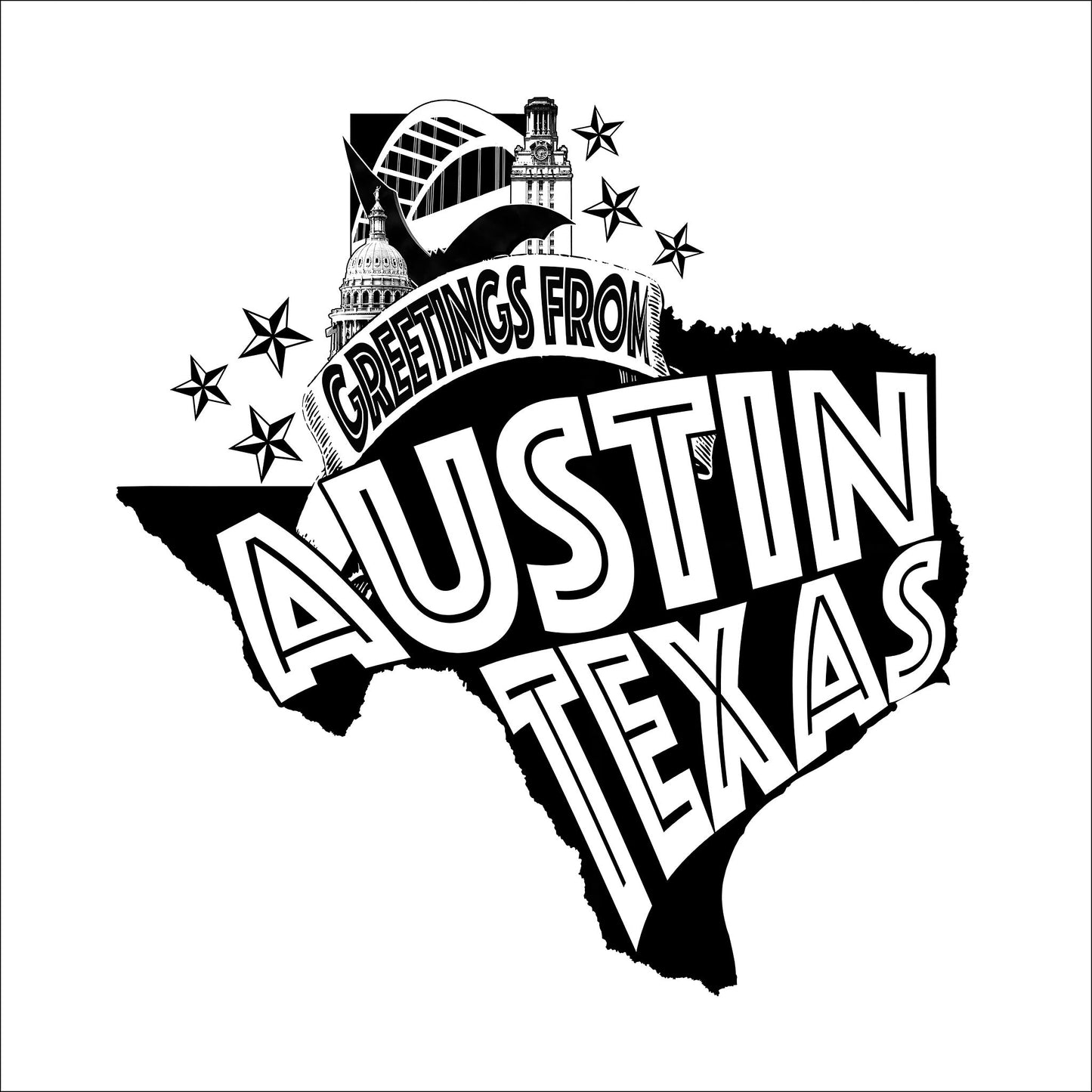 Austin Art - UT Tower Austin Skyline Print | Carl Crum Art Crum Art