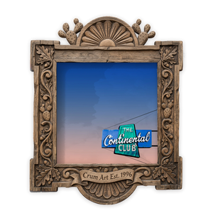 Austin Art | Continental Club Print, Square | Betsy Crum — art print in a carved wood frame, Crum Art