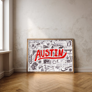 Austin Art Print — Austin Icons Pen & Ink Print | Caya Crum