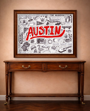 Austin Art Print — Austin Icons Pen & Ink Print | Caya Crum