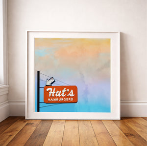 Austin Art Print – Hut’s Hamburgers Sign | Betsy Crum
