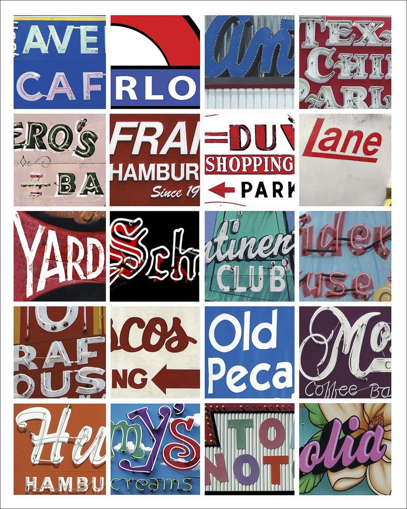 Austin Art Print.  Austin vintage neon signs art print heavyweight cotton paper signed artist wall decor