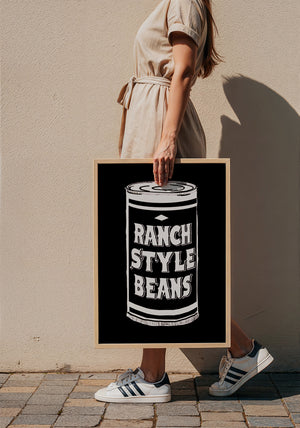 Ranch Style Beans kitchen wall art print by Betsy Crum — framed with velvet mat