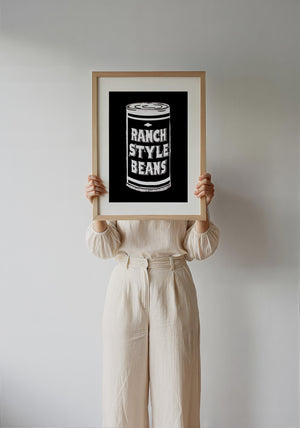 Ranch Style Beans kitchen wall art print by Betsy Crum — framed with velvet mat