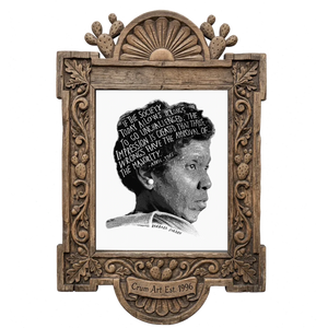 Barbara Jordan Portrait — Texas art print by Betsy Crum in a carved wood frame