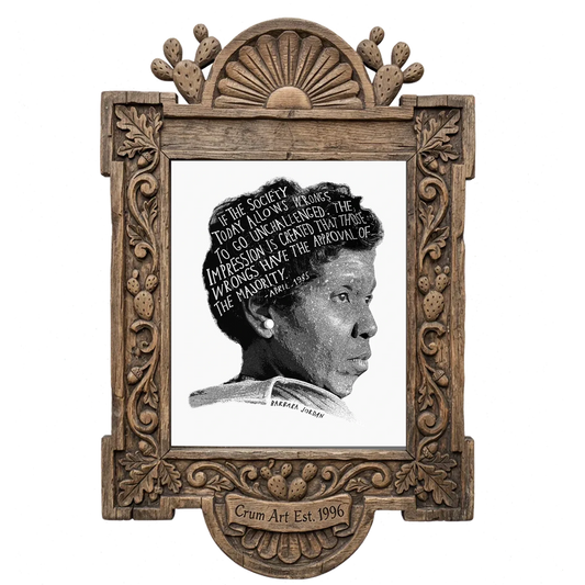 Barbara Jordan Portrait — Texas art print by Betsy Crum in a carved wood frame
