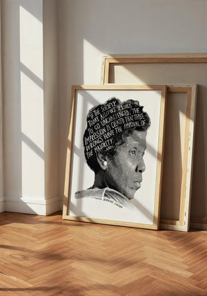 Barbara Jordan Texas art print by Betsy Crum — neutral frame room mockup