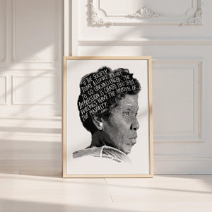 Barbara Jordan Texas art print by Betsy Crum — neutral frame room mockup
