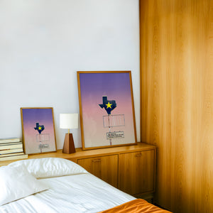 Be Nice office wall art print by Betsy Crum — framed in a wood-accent room