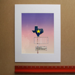 Be Nice big Texas sky art print by Betsy Crum, hand-signed vertical fine art print