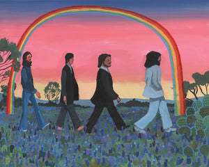 Beatles in Bluebonnets Art Print – Abbey Road Wall Decor Parody Print | Caya Crum Art Crum Art