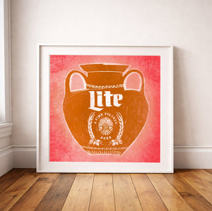 Beer Art Print - Miller Lite Greco Roman Amphora | Betsy Crum