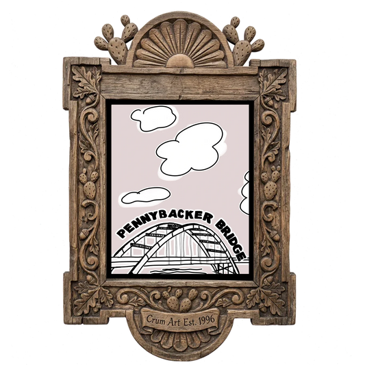 Pennybacker 360 Bridge — Austin art print by Betsy Crum in a carved wood frame
