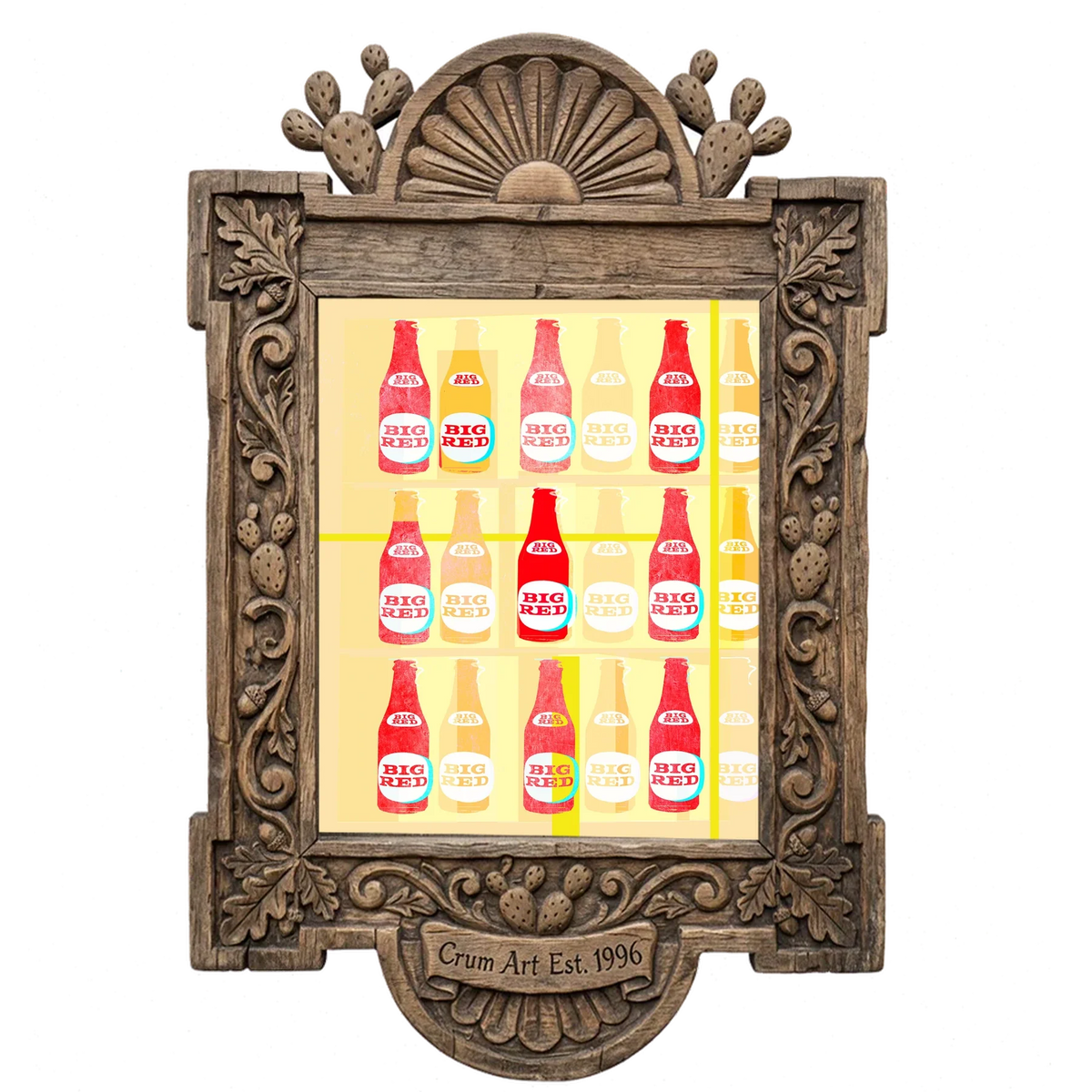 Big Red Warhol Grid — kitchen art print by Betsy Crum in a carved wood frame