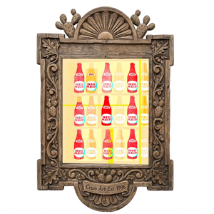 Big Red Warhol Grid — kitchen art print by Betsy Crum in a carved wood frame