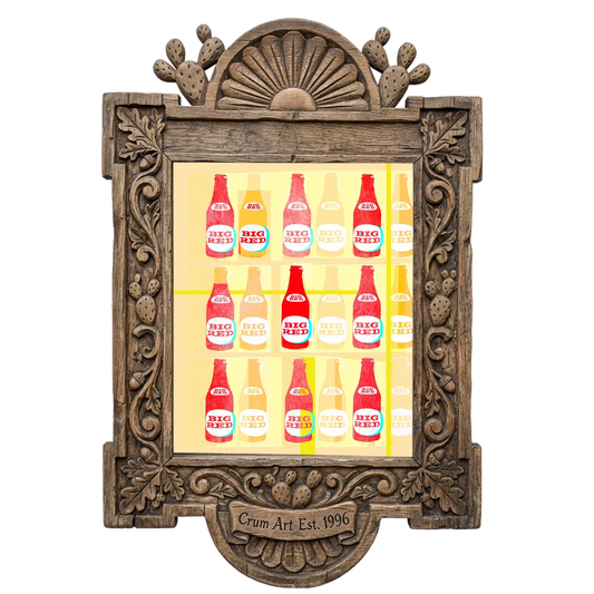 Big Red Warhol Grid — kitchen art print by Betsy Crum in a carved wood frame