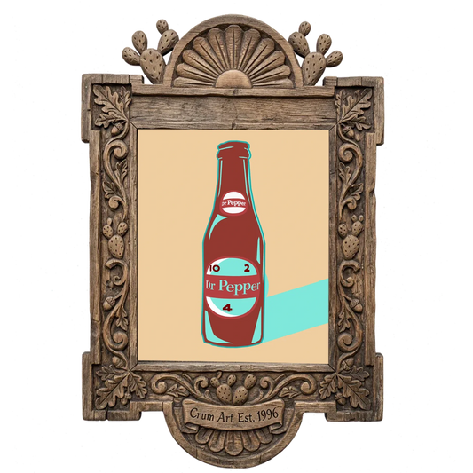 10 2 4 Bottle — Dr Pepper art print by Betsy Crum in a carved wood frame