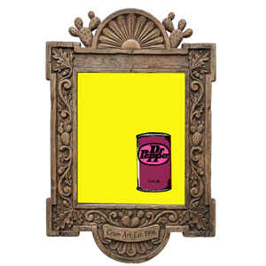 Pop of Yellow — Dr Pepper art print by Betsy Crum in a carved wood frame