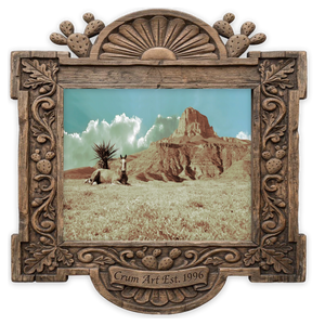 Guadalupe Mountains Horse — Big Bend art print by Betsy Crum in a horizontal carved wood frame