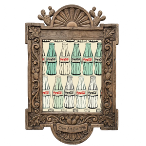 Coca Cola Refresco — art print in a carved wood frame, Crum Art