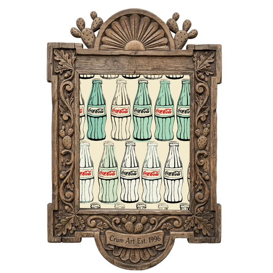 Coca-Cola — kitchen wall art print by Betsy Crum in a carved wood frame