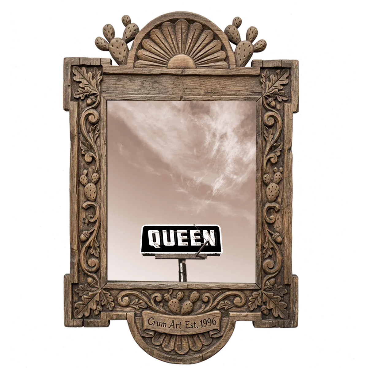 Queen with a Big Sky — Texas art print by Betsy Crum in a carved wood frame
