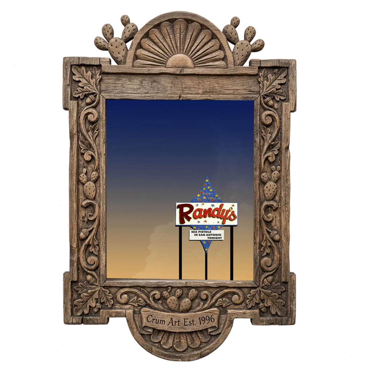 Randy's Bingo — San Antonio art print by Betsy Crum in a carved wood frame