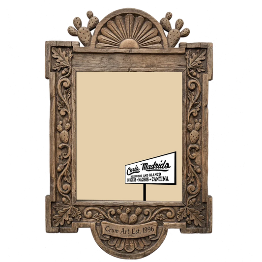 Chris Madrid's — San Antonio art print by Betsy Crum in a carved wood frame