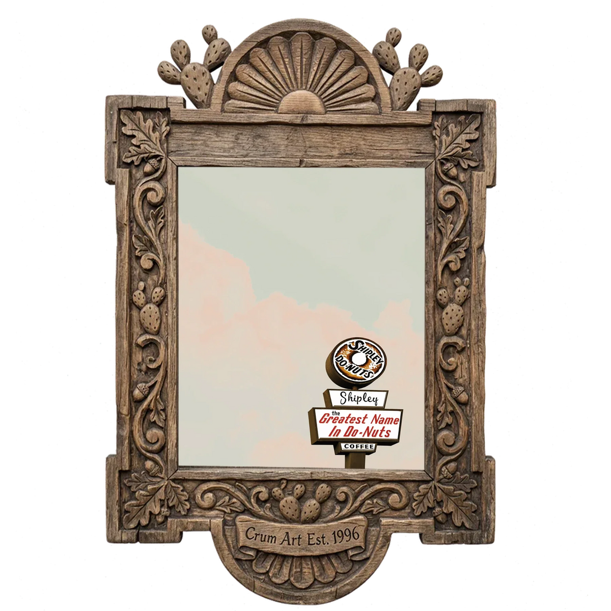 Shipley Do-Nuts — Houston art print by Betsy Crum in a carved wood frame