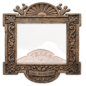 Marfa Building — West Texas art print by Betsy Crum in a horizontal carved wood frame