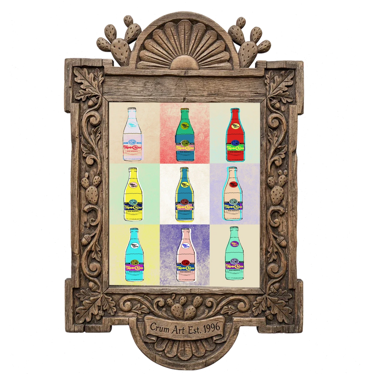 Warhol Pop Art Grid — Topo Chico art print by Betsy Crum in a carved wood frame