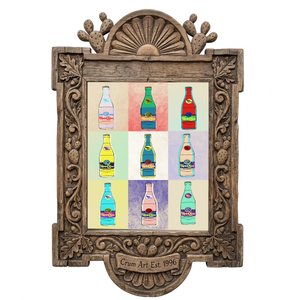 Warhol Pop Art Grid — Topo Chico art print by Betsy Crum in a carved wood frame