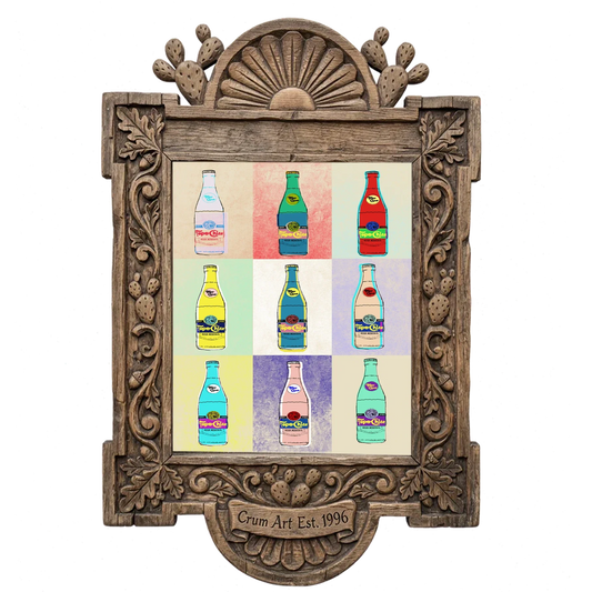 Warhol Pop Art Grid — Topo Chico art print by Betsy Crum in a carved wood frame