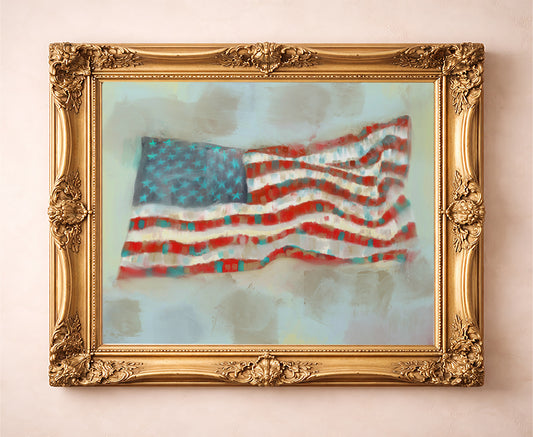 Texas West Series – American Flag Patriotic PaintingWestern Art Print | Betsy Crum Art
