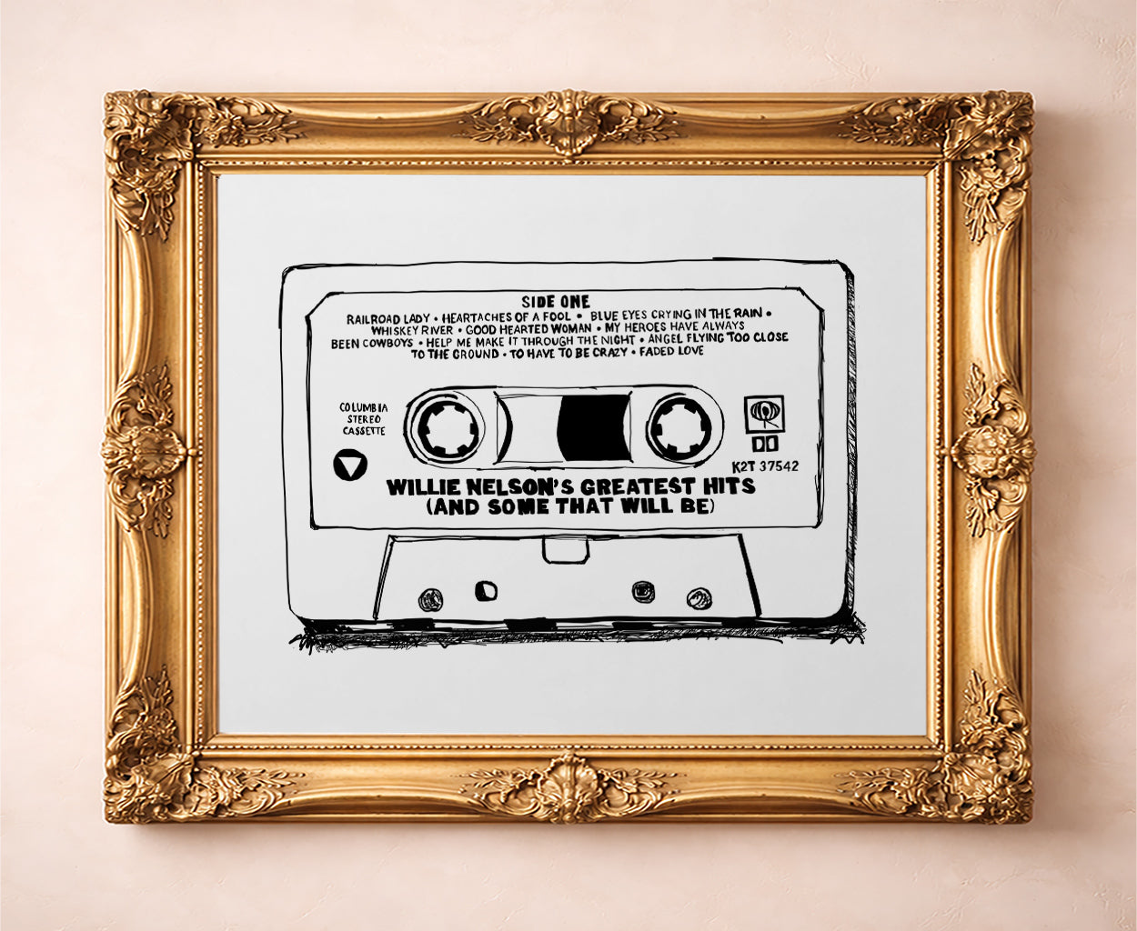 Willie Nelson Greatest Hits Cassette Pop Art Print | Betsy Crum Art
