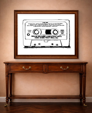 Willie Nelson Greatest Hits Cassette Pop Art Print | Betsy Crum Art