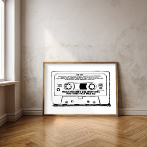 Willie Nelson Greatest Hits Cassette Pop Art Print | Betsy Crum Art