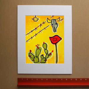 Cactus Art Print – Cosmic Prickly Pear and  Dairy Queen Cow Skull Western Wall Art | Betsy Crum