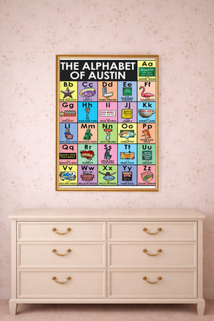 Austin Alphabet shown framed by Crum Art