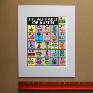 Art of Austin Nursery Decor - Alphabet of Austin Art Print