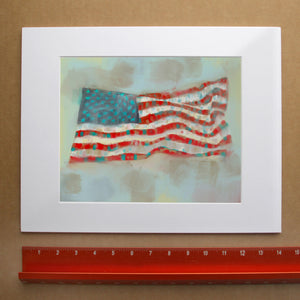 Painterly Flag Americana art print by Betsy Crum — horizontal room scene
