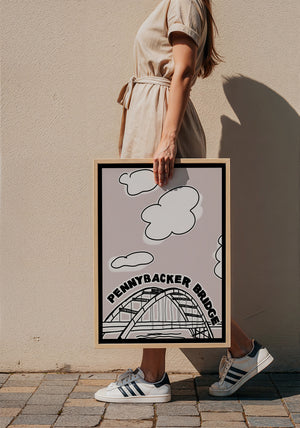 Pennybacker 360 Bridge Austin print by Betsy Crum — framed with velvet mat