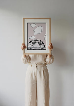 Pennybacker 360 Bridge Austin print by Betsy Crum — framed with velvet mat