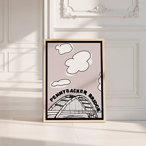 Pennybacker 360 Bridge Austin print by Betsy Crum — neutral frame room mockup
